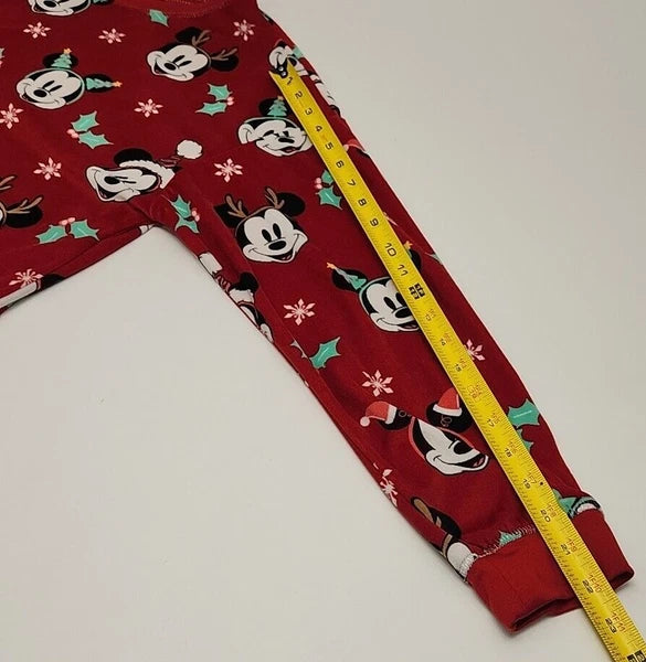 Disney Mickey Mouse Pajama Set Size XL Christmas Holiday Red Shirt Jogger Pant