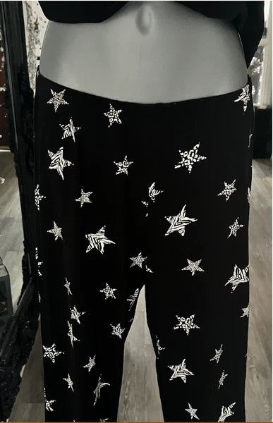 M&S COLLECTION BLACK PURE COTTON STAR PRINT PYJAMA SET