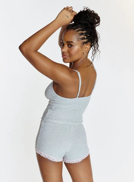 Boux Avenue Ladies Ribbed Lace Short Pyjama Set Nightwear