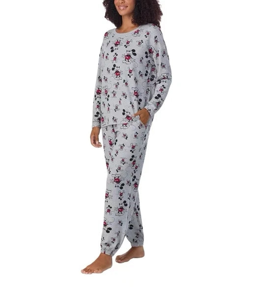 Disney Character Womens Fleece Soft Cozy Jogger 2-Piece Lounge Gray S M L Mickey