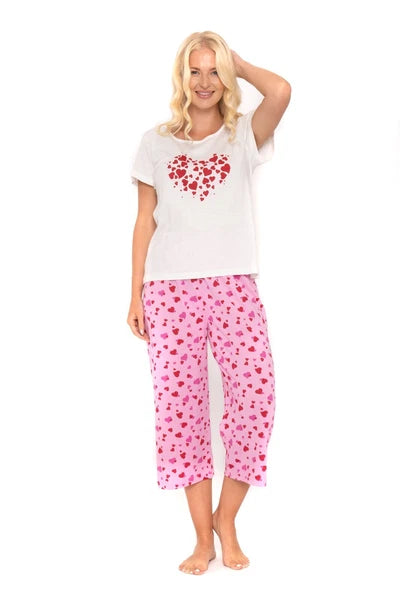 Suzy & Me Ladies 100% Cotton Jersey Crop Leg Pyjama