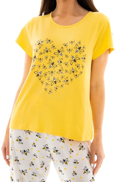 Suzy & Me Ladies 100% Cotton Jersey Crop Leg Pyjama