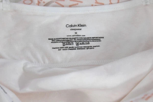 Calvin Klein Women’s Logo Lounge Pajama Set Top & Shorts White Peach M