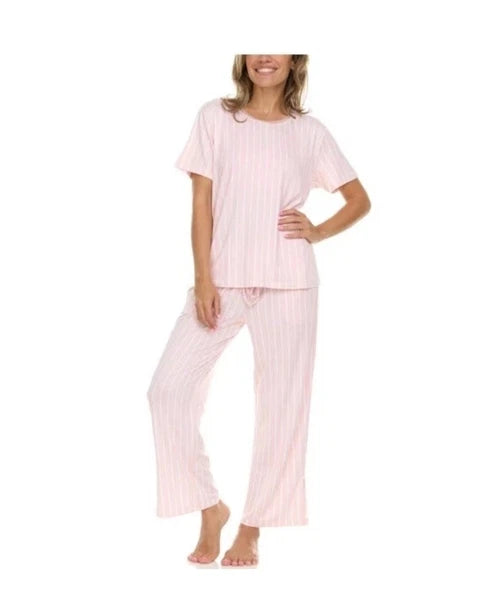 Flora Nikrooz Women's 2 Piece Pajama Set Pants W/ Pockets Short Sleeve Top XS
