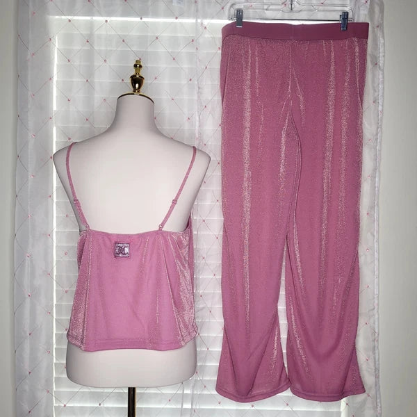 Juicy Couture Pajama Set Moonlite Mauve Pink Gold Dust Fairy Princess Large NWT