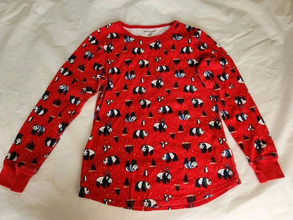 Red Panda Bear 100% Cotton 2pc PJ Winter Cozy Women's Medium Long Sleeve Stretch