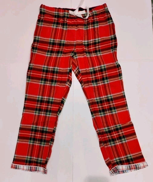 Lands End Women’s Large 2-piece Red Cotton Flannel Pajama Set NWT