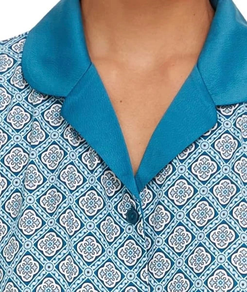 Flora Nikrooz Women's Satin Trim Notch Collar PJ Set