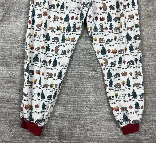 Personal Identity Intimates Pajama Suit Large White Bear Forest Print Two Piece