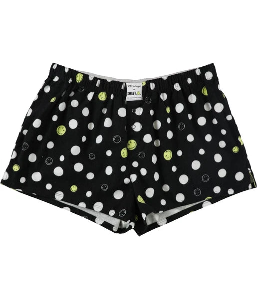 P.J. Salvage Womens Smiley Pajama Shorts, Black, Small