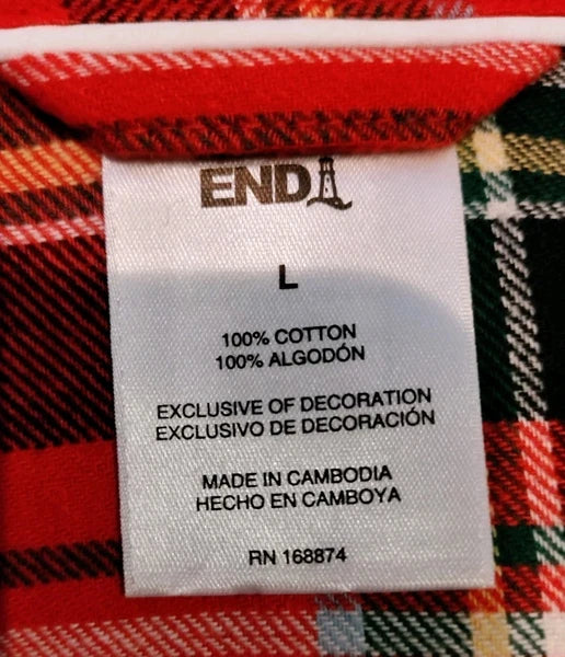 Lands End Women’s Large 2-piece Red Cotton Flannel Pajama Set NWT