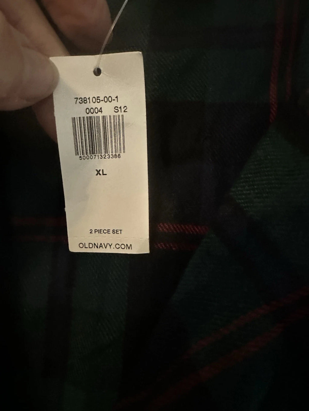 Old Navy Matching Flannel Pajama Set Blue & Green Tartan Plaid Size XL NWT