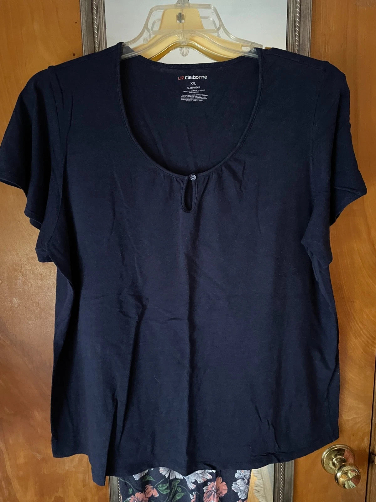 Liz Claiborne Navy Blue Floral Print Capri PJ's - XXL