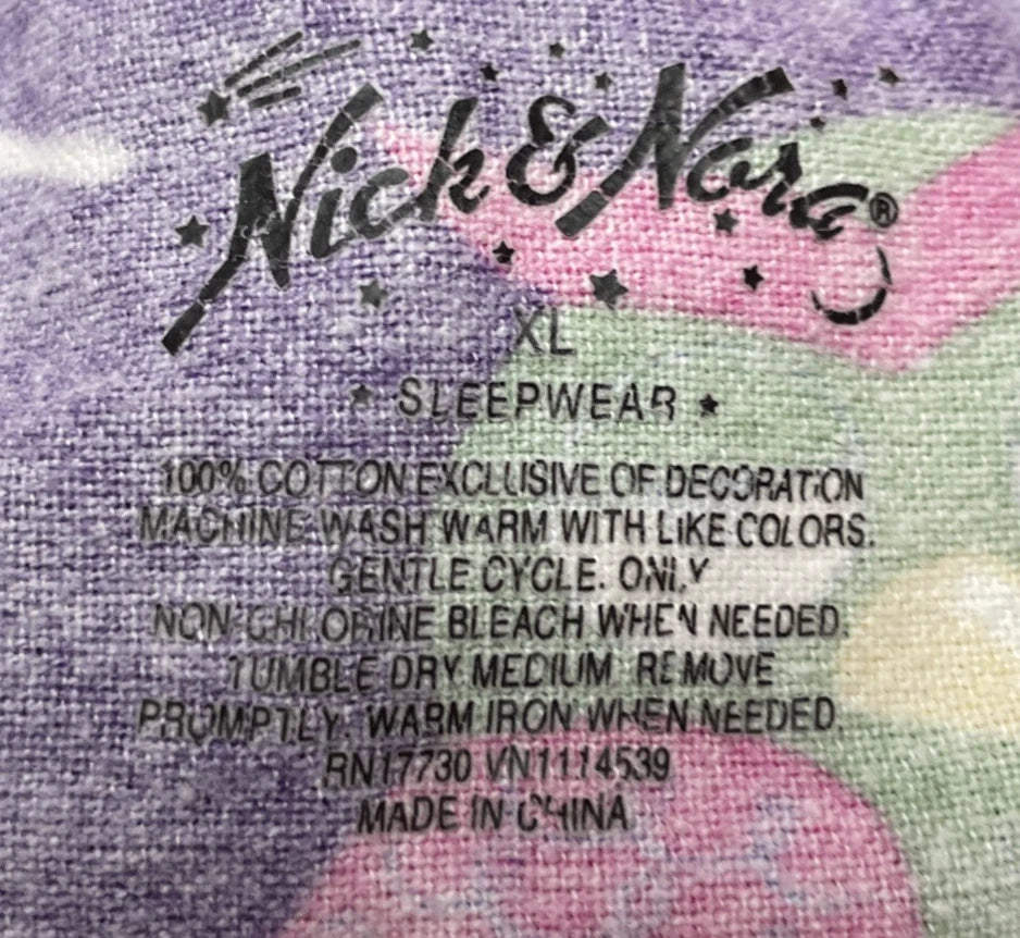 Nick & Nora Owl Pajama Set Womens XL Purple Flannel Top Bottoms Starry Night