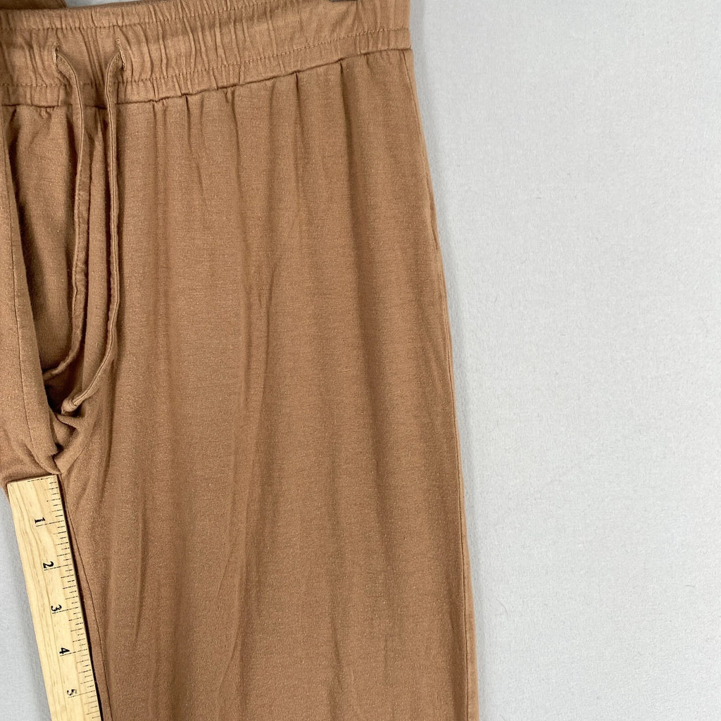 Nuuds Pajama Set Top & Pants Womens Size XS Brown Crewneck Pull On Bottoms