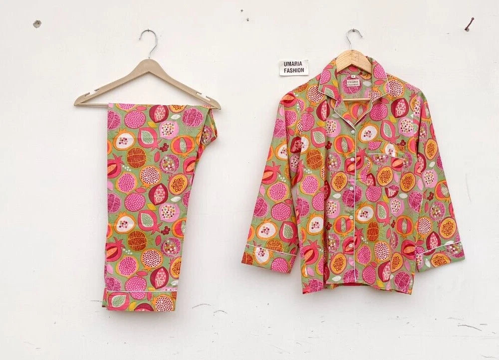 NEW 100% Organic Cotton Long PJ SET Long Sleeve Women Pajama Set  Size S/M/L/XL