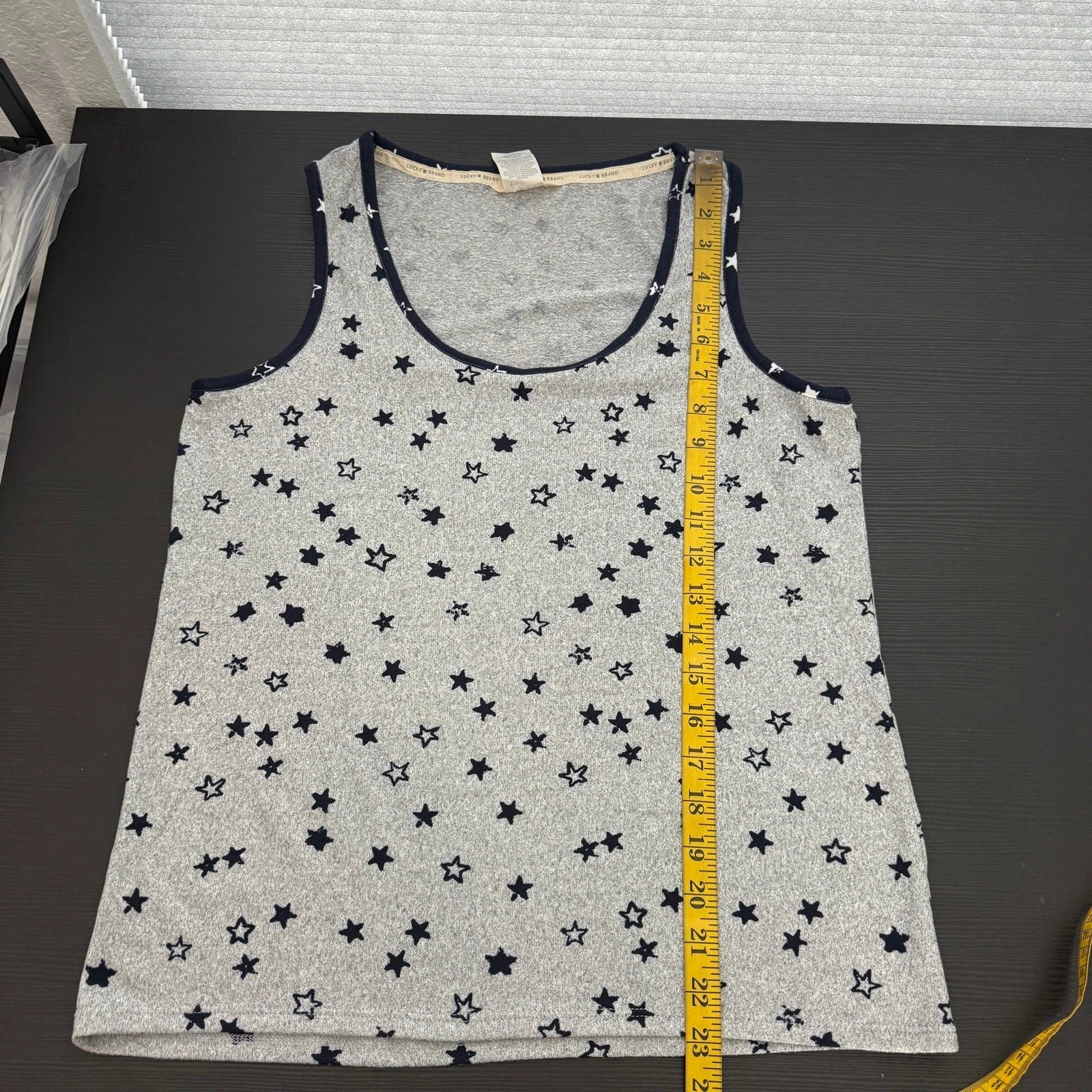 Lucky Brand Blue Gray Star Print Tank Shorts Sleepwear Set Women's Size Medium