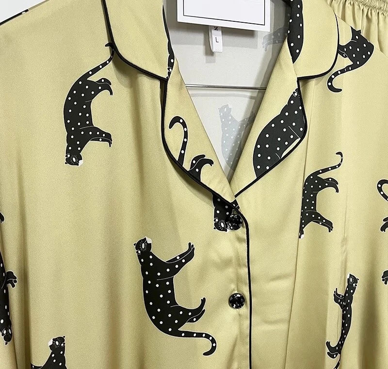 Women Pyjamas Bonnie Ladies PJs Ice Silk Long Sleeve Soft Sleepwear Set UK