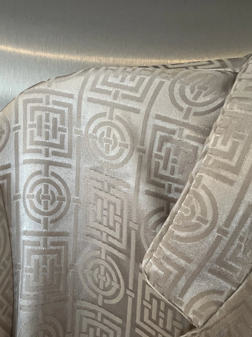 Natori XL Womens 2PC Infinity Tan Pajama Set Asian Print Cropped Pants READ