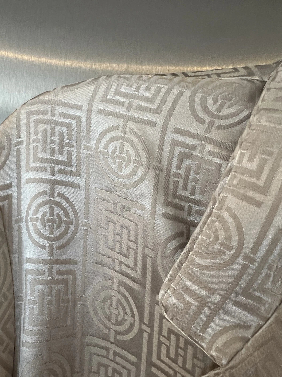 Natori XL Womens 2PC Infinity Tan Pajama Set Asian Print Cropped Pants READ