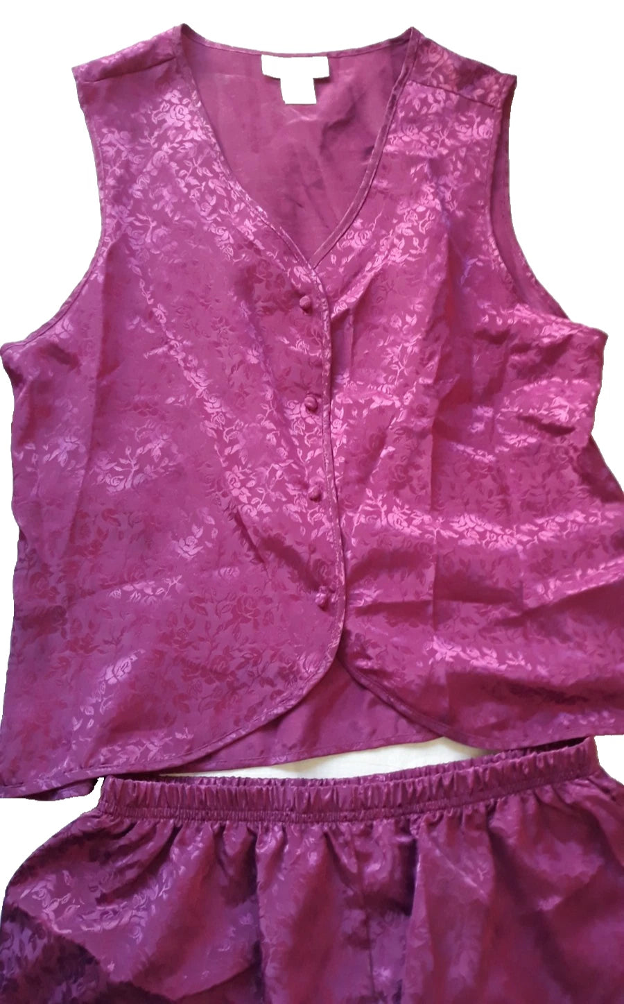 Magenta 2 Piece Pajama's Size Large Alexandra Nicole Satin Flirty & Fun