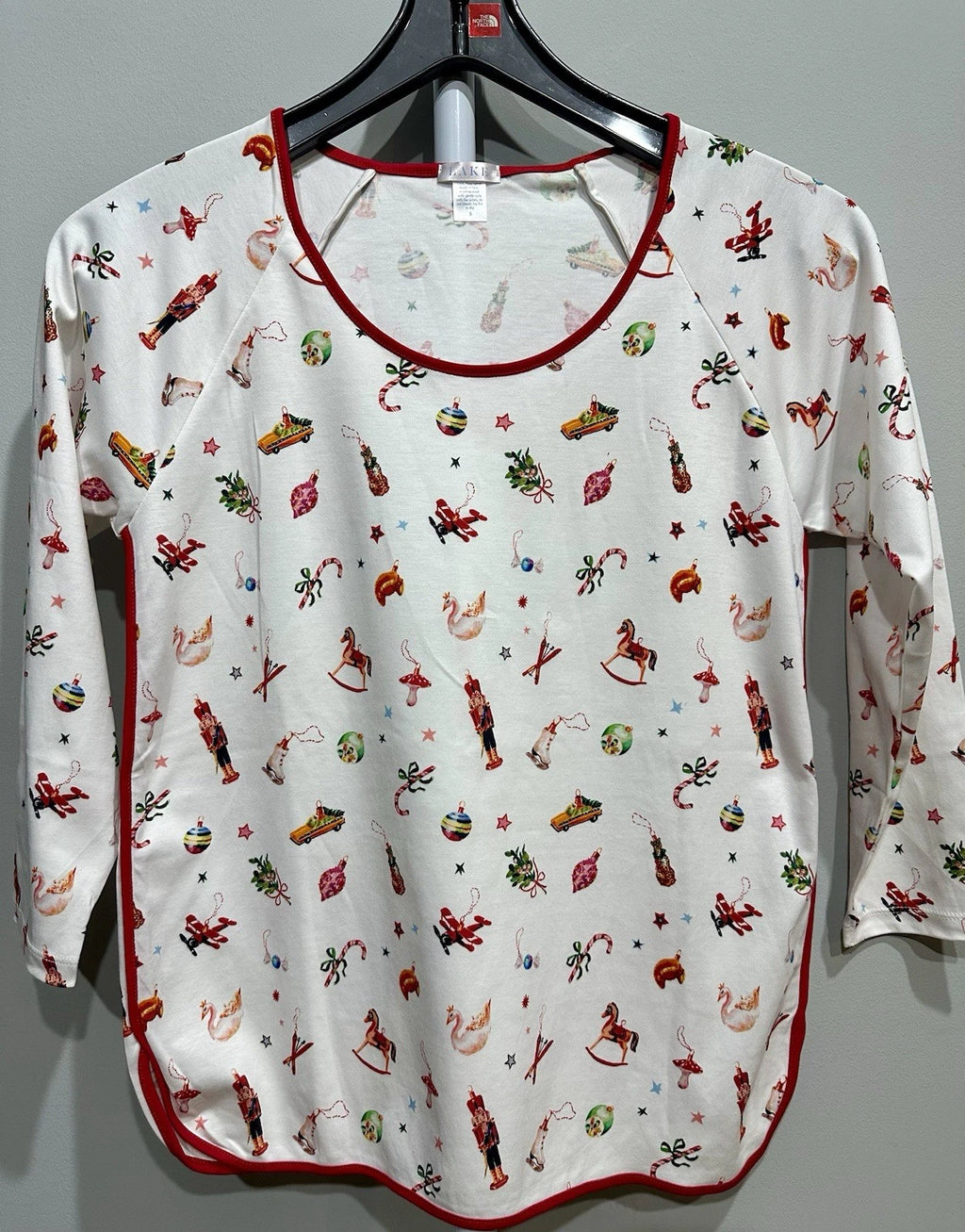 Lake Pajamas Set Pima Cotton Long-Long Sleeve Crop  Christmas White New Size S