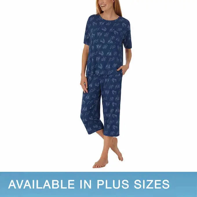 Disney Womens 2 Piece Capri Pajama Set