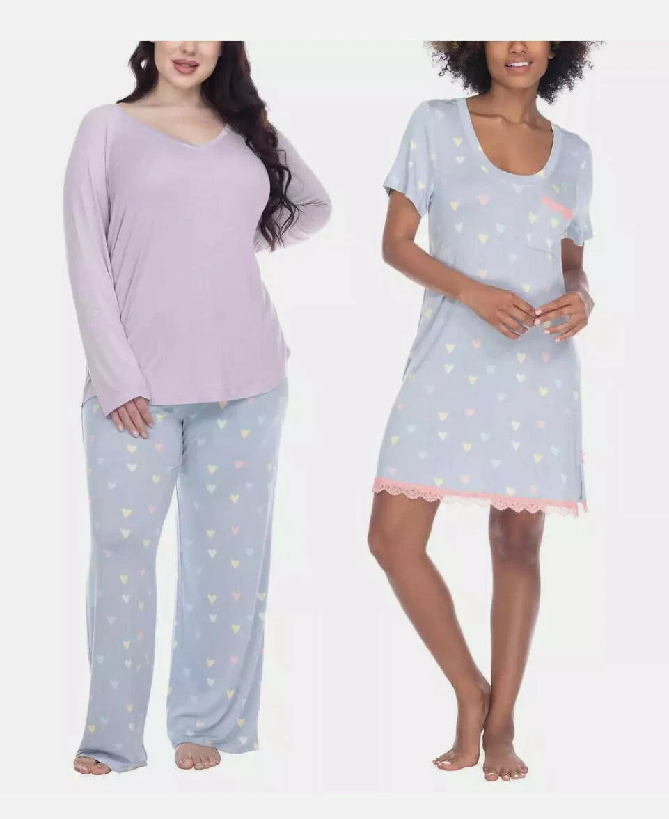 NEW Honeydew Women's Long Sleeve, Pants, & Sleepshirt 3-piece PJ Set Size Small