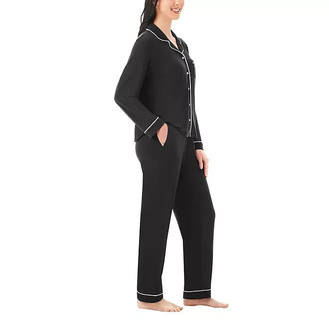 Member's Mark Women's Notch Collar Pajama Set Size XXL Black Soot