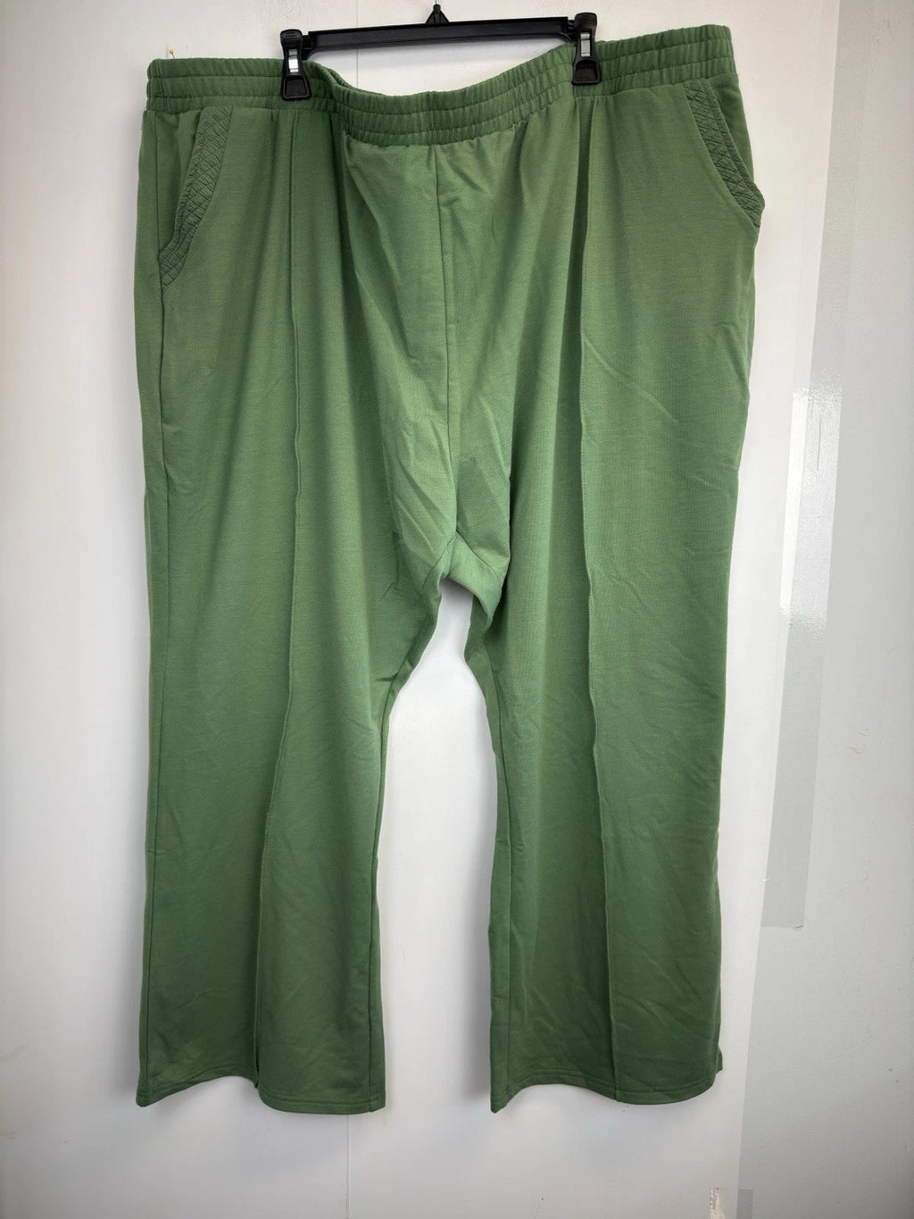 MUK LUKS Regular 2-Pc Lounge Set Women’s 5X Green Waffle Knit Top Wide Leg Pants