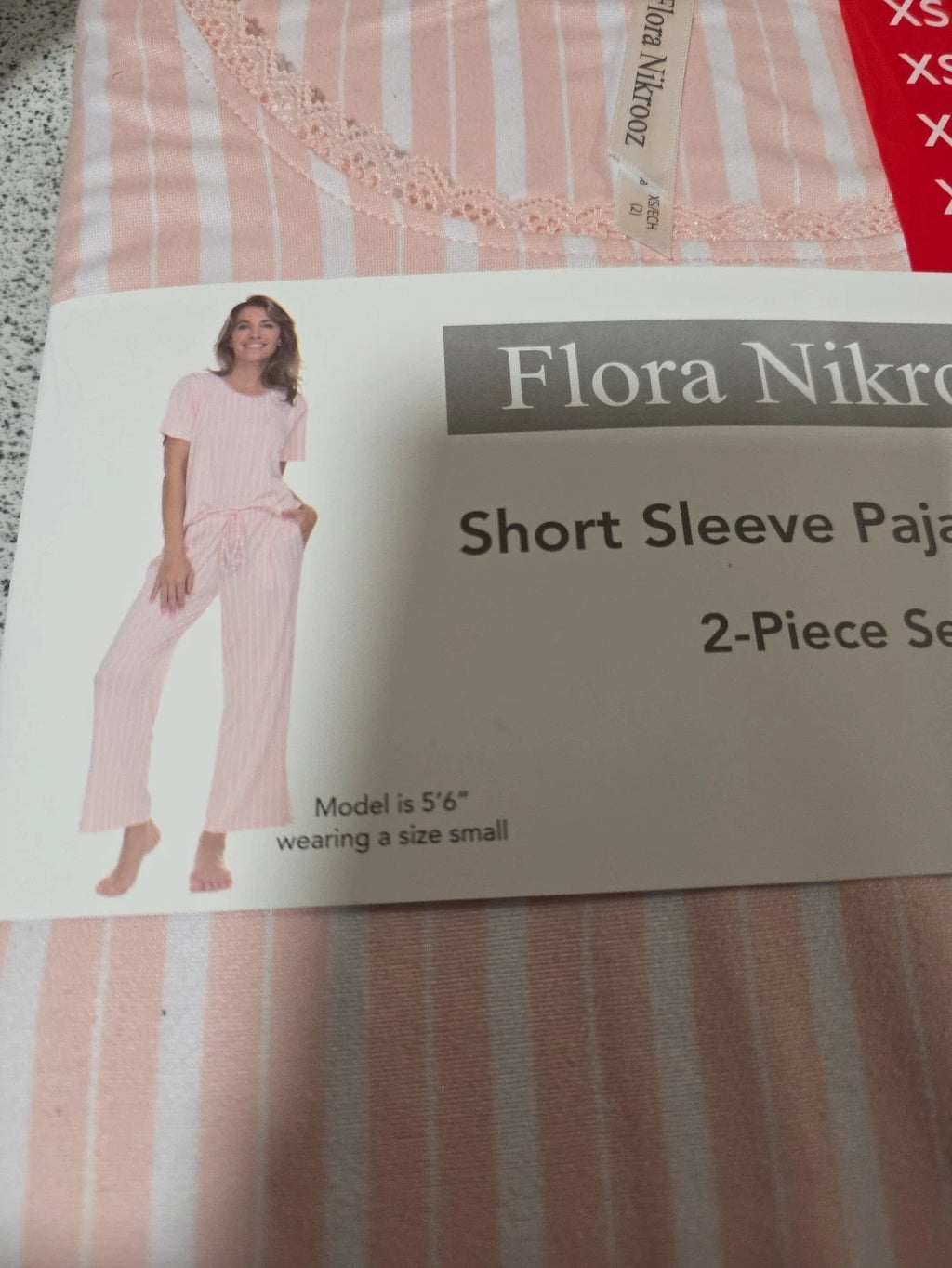 Flora Nikrooz Women's 2 Piece Pajama Set Pants W/ Pockets Short Sleeve Top XS