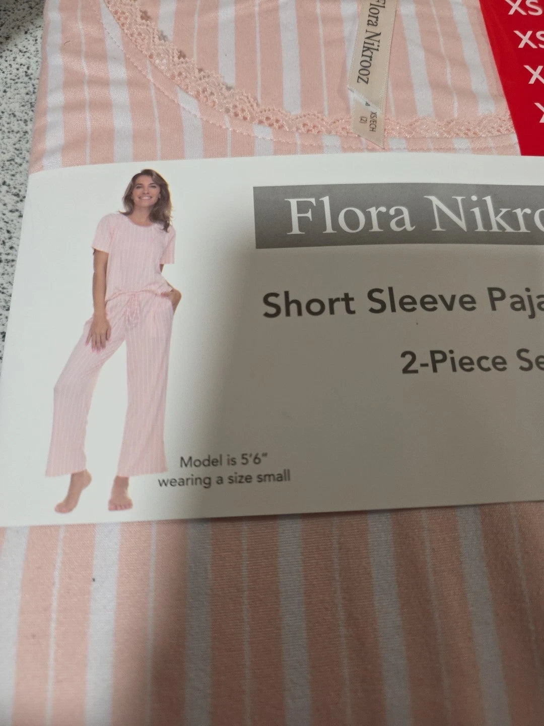 Flora Nikrooz Women's 2 Piece Pajama Set Pants W/ Pockets Short Sleeve Top XS