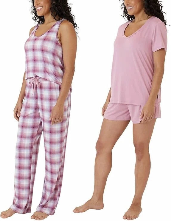 NWT Eddie Bauer Women's 4 Piece Pajama Sleep Set Tea Rose Size S $60 FLI170