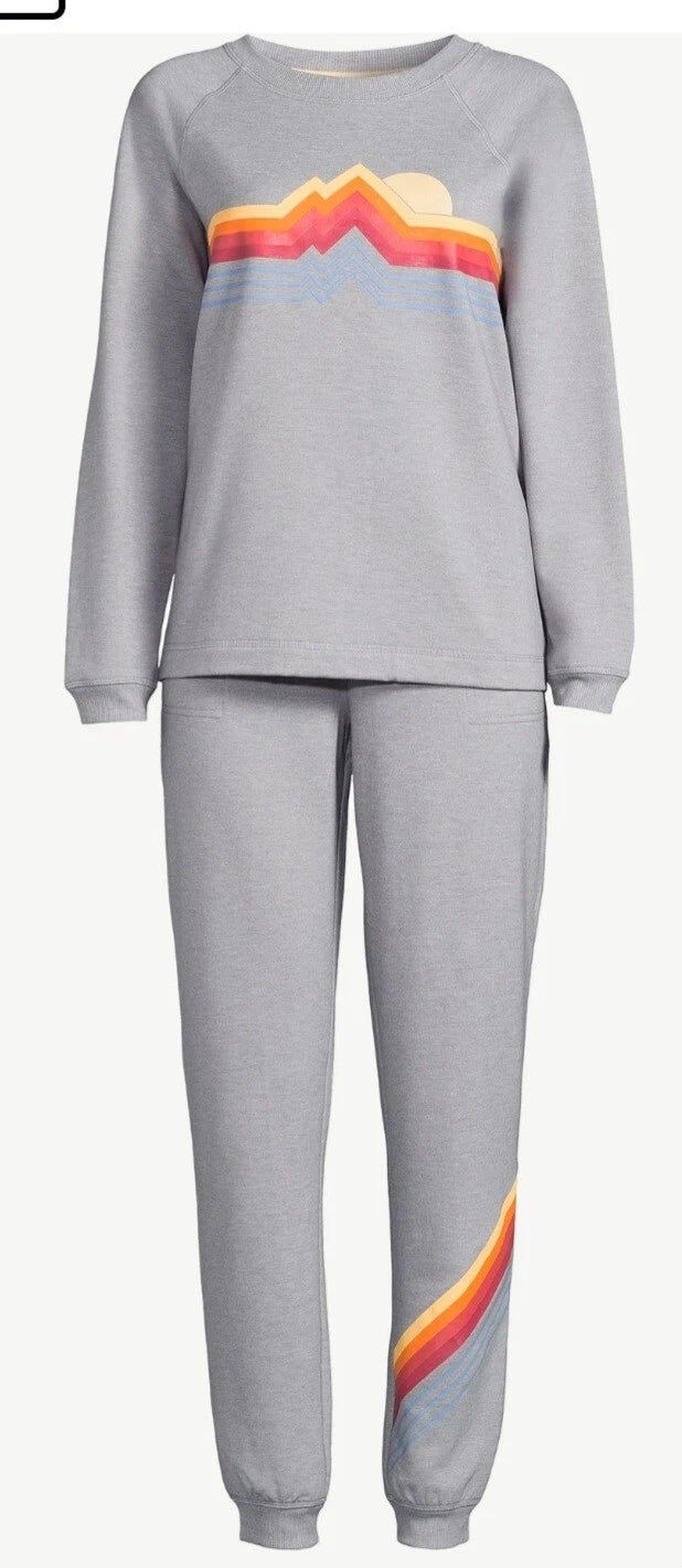 Joyspun sunrise sunset pajamas lounge set NWT womens XL 16 18 gray