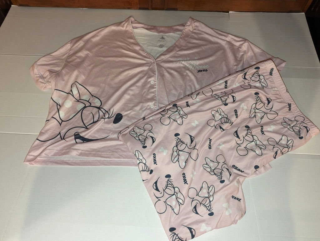 Disney Pink Minnie Mouse Pajama Set 2X- Very Good(See Photos)