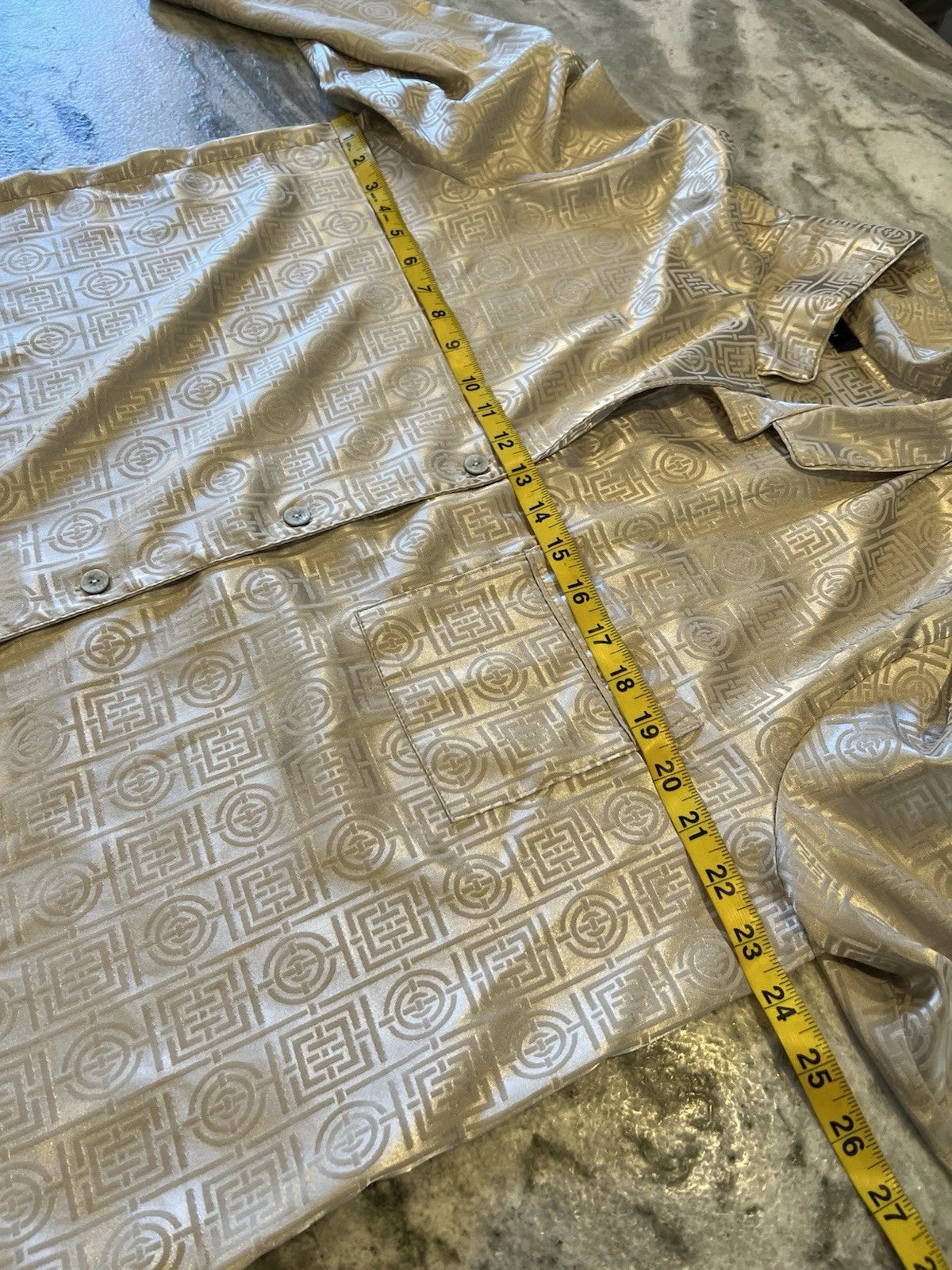 Natori XL Womens 2PC Infinity Tan Pajama Set Asian Print Cropped Pants READ