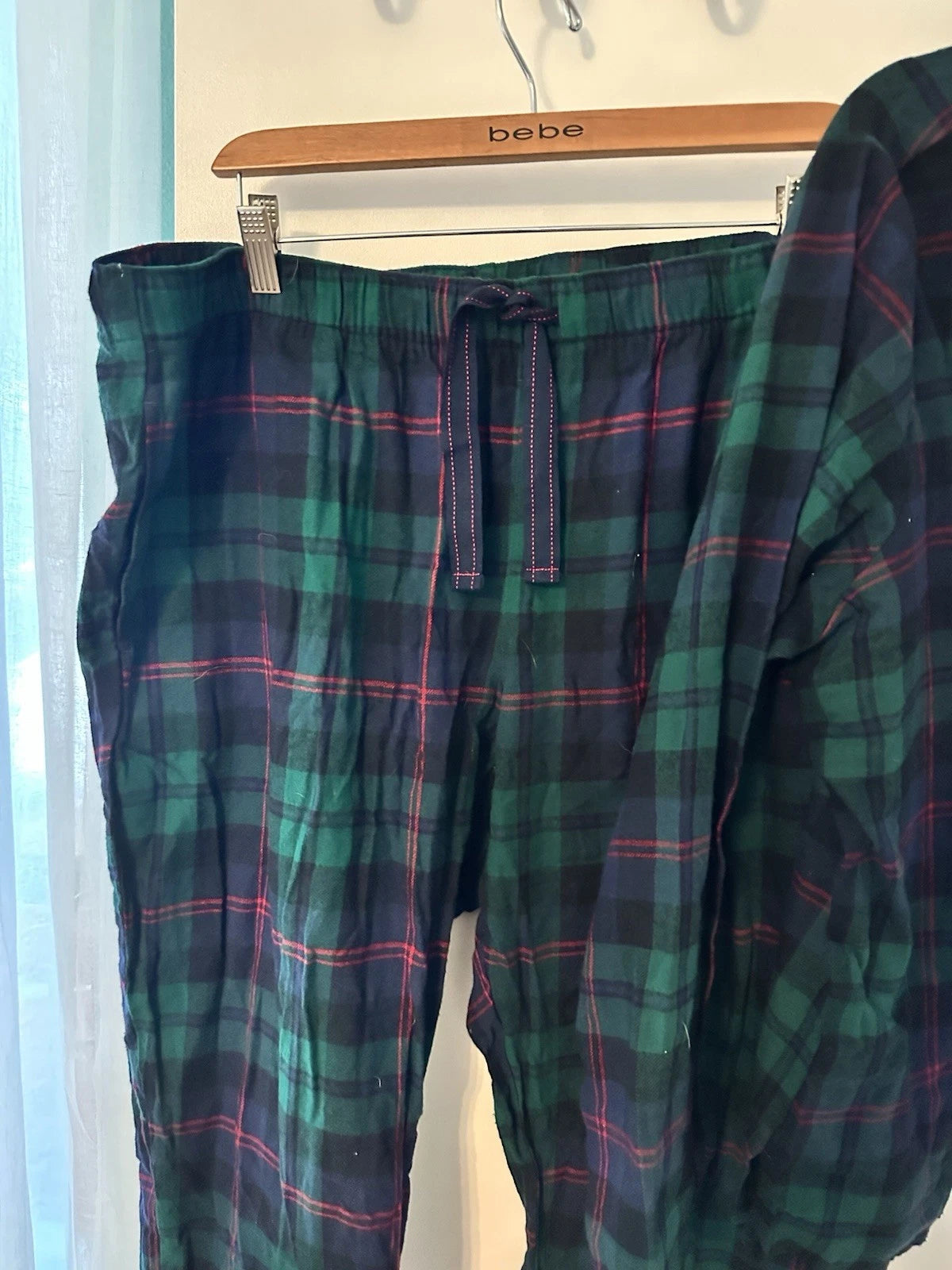 Old Navy Matching Flannel Pajama Set Blue & Green Tartan Plaid Size XL NWT