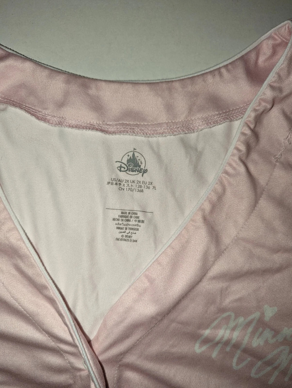 Disney Pink Minnie Mouse Pajama Set 2X- Very Good(See Photos)