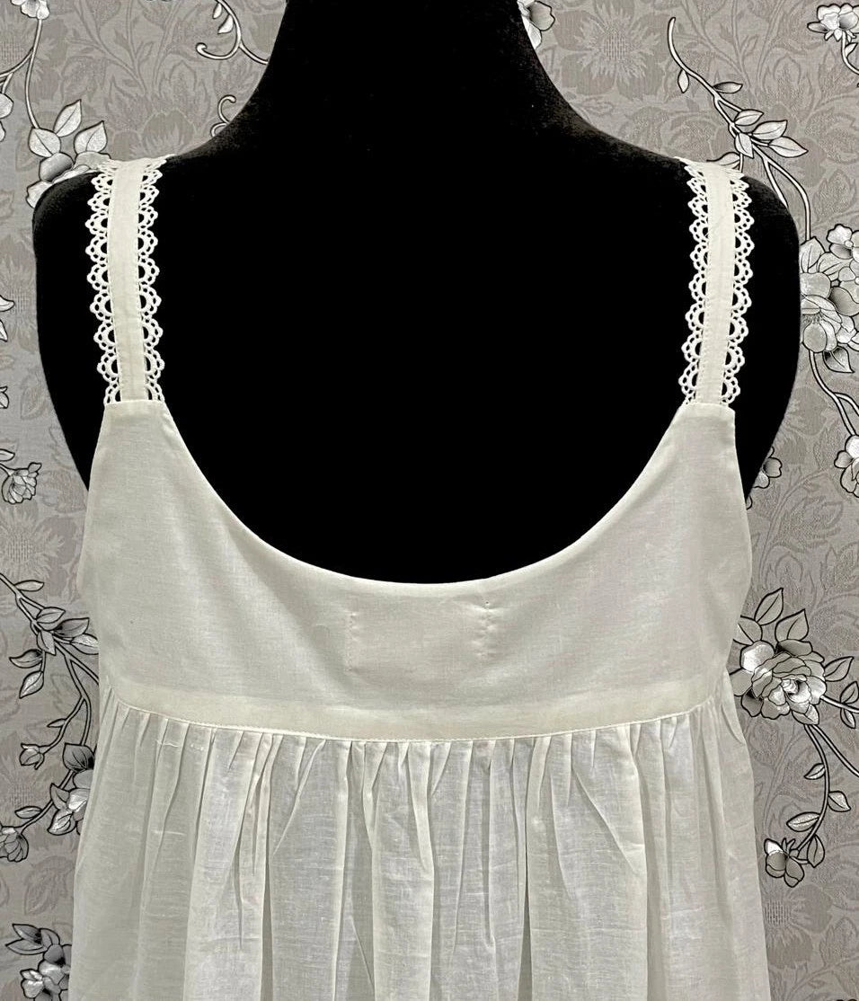 SoieRose 100% Cotton Victorian Sleeveless Nightgown - Ivory - SR-1070