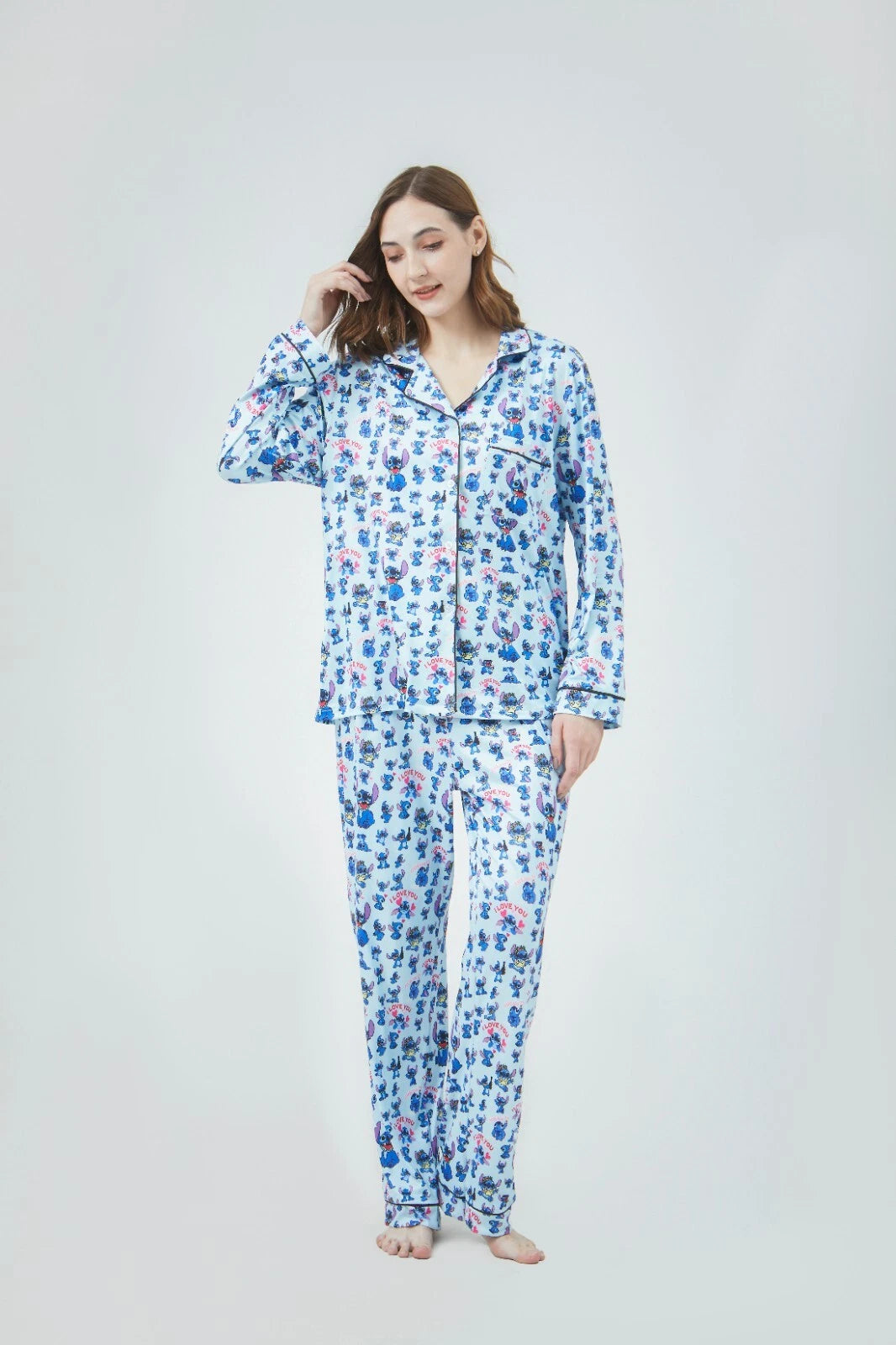 Lilo and Stitch Women Pajama Sets Long Sleeve Full-Length Bottom Size Large