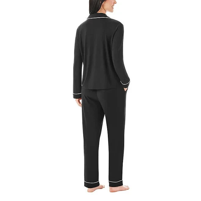 Member's Mark Women's Notch Collar Pajama Set Size XXL Black Soot