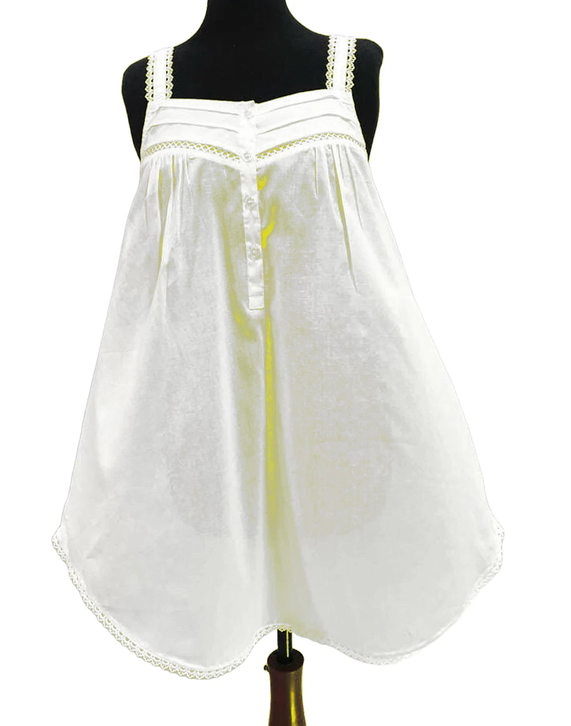 SoieRose 100% Cotton Victorian Sleeveless Nightgown - Ivory - SR-1070