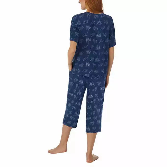 Disney Womens 2 Piece Capri Pajama Set