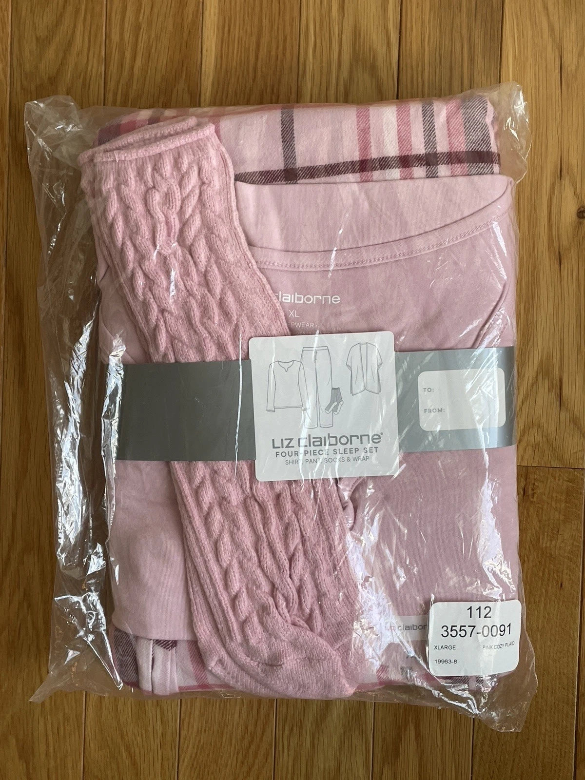 Liz Claiborne NWT Four Piece Sleep Set sz XL Shirt Pants Socks Wrap Warm Great