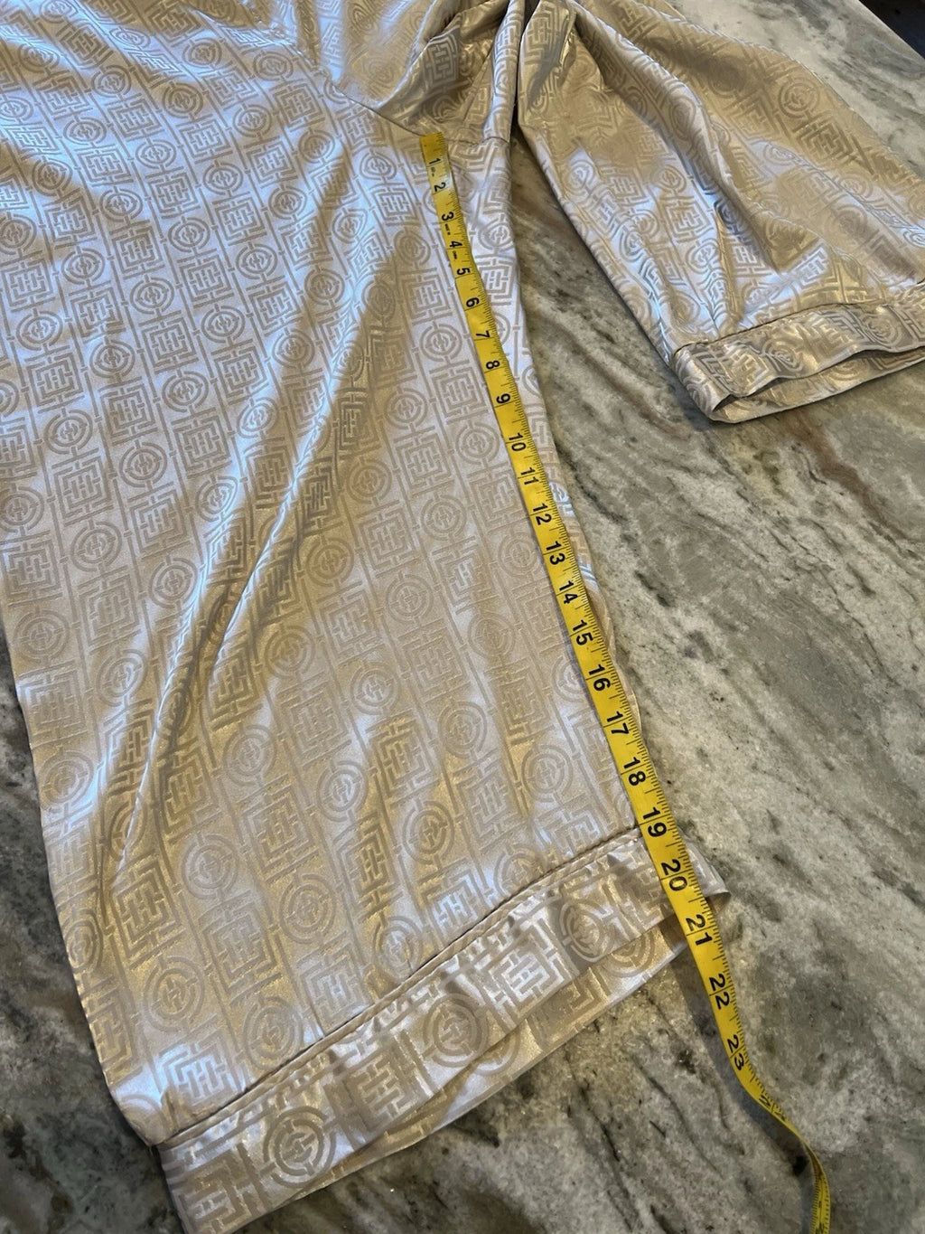 Natori XL Womens 2PC Infinity Tan Pajama Set Asian Print Cropped Pants READ