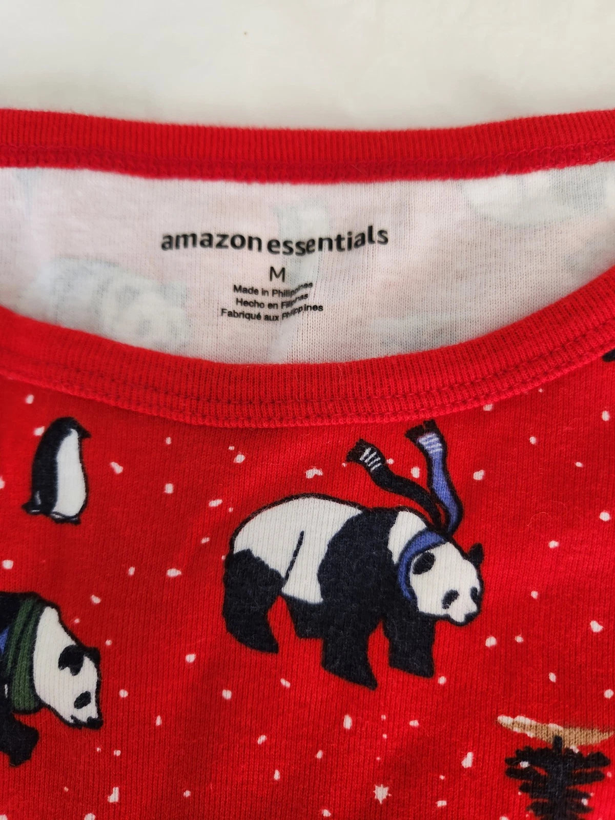 Red Panda Bear 100% Cotton 2pc PJ Winter Cozy Women's Medium Long Sleeve Stretch