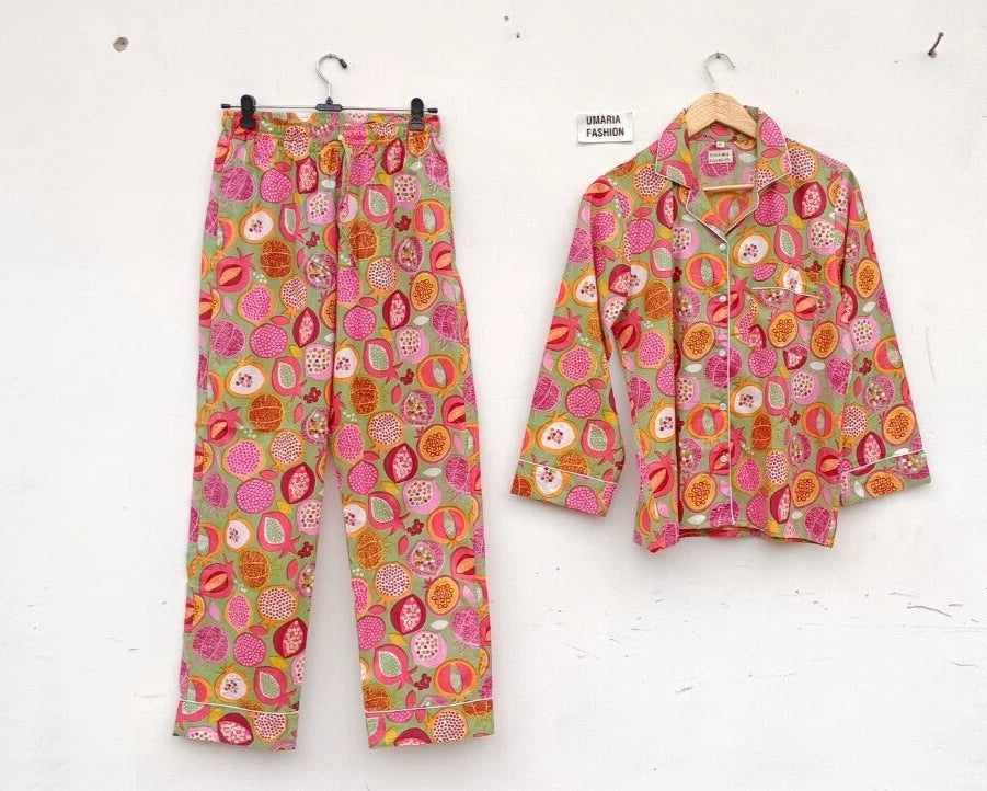 NEW 100% Organic Cotton Long PJ SET Long Sleeve Women Pajama Set  Size S/M/L/XL
