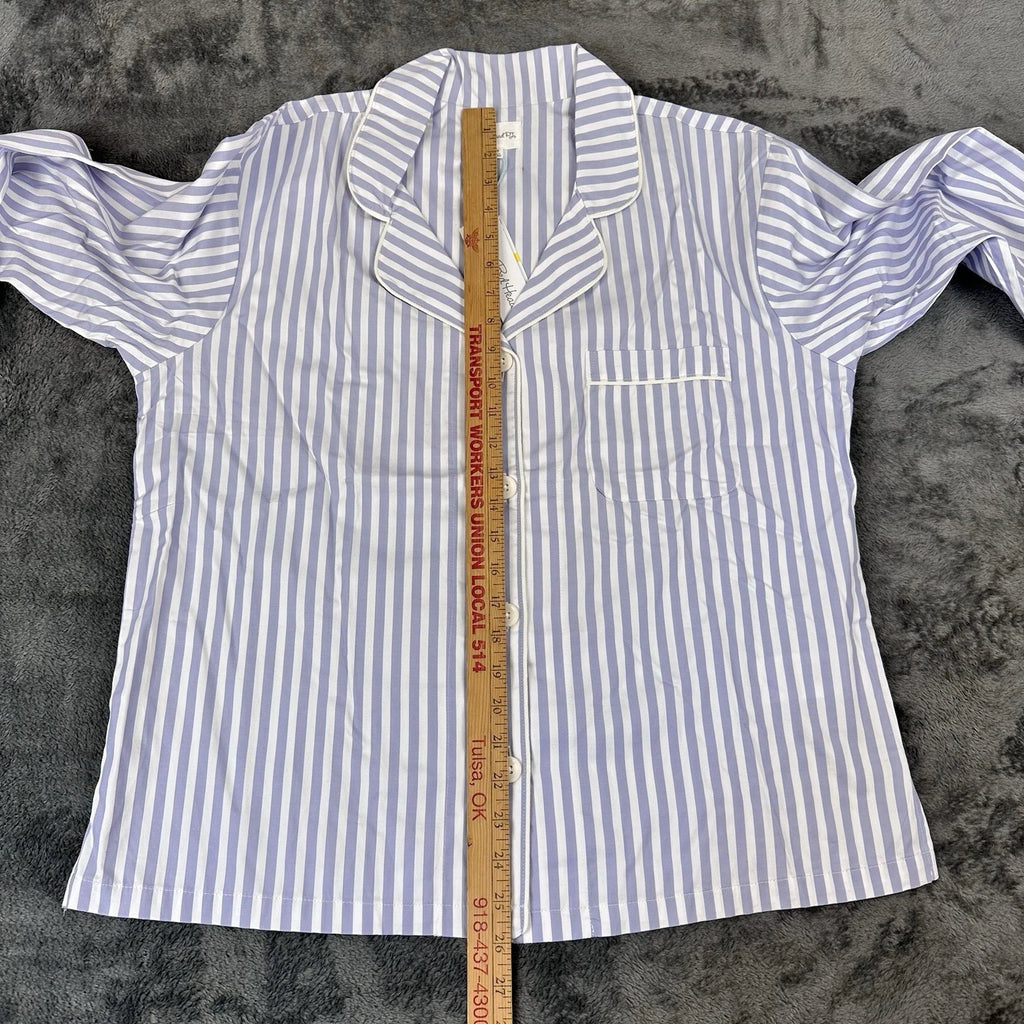 Bed Head 2pc Pajama Set Size Medium Blue Stripe Relax Fit Long Sleeve Women NWT
