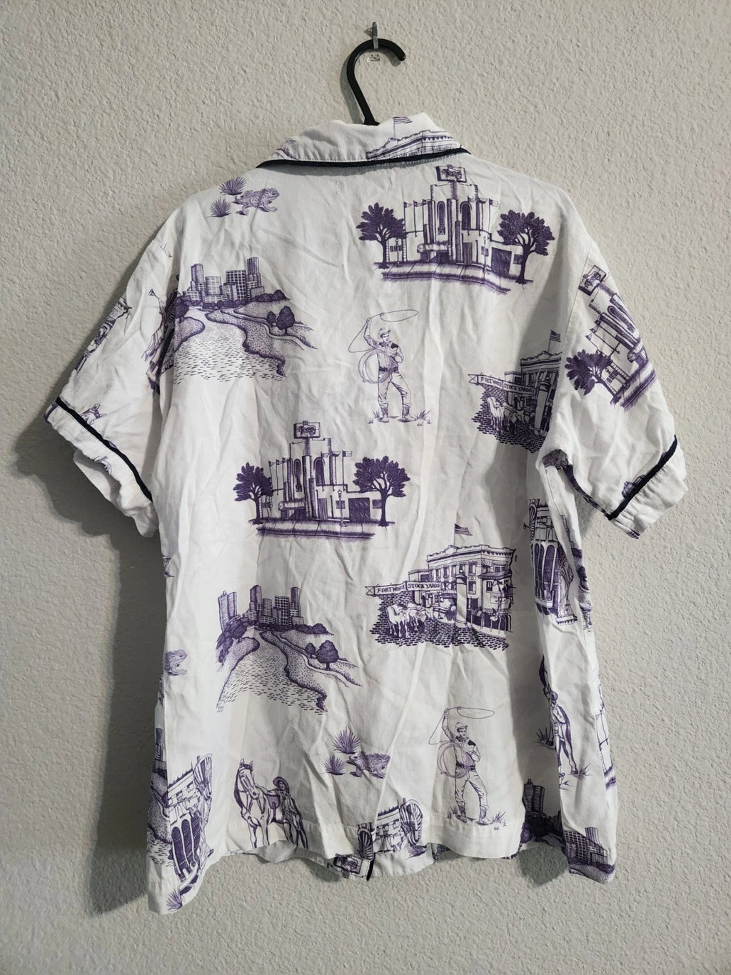 Katie Kime Fort Worth Toile Pajama Shorts set white/purple size small