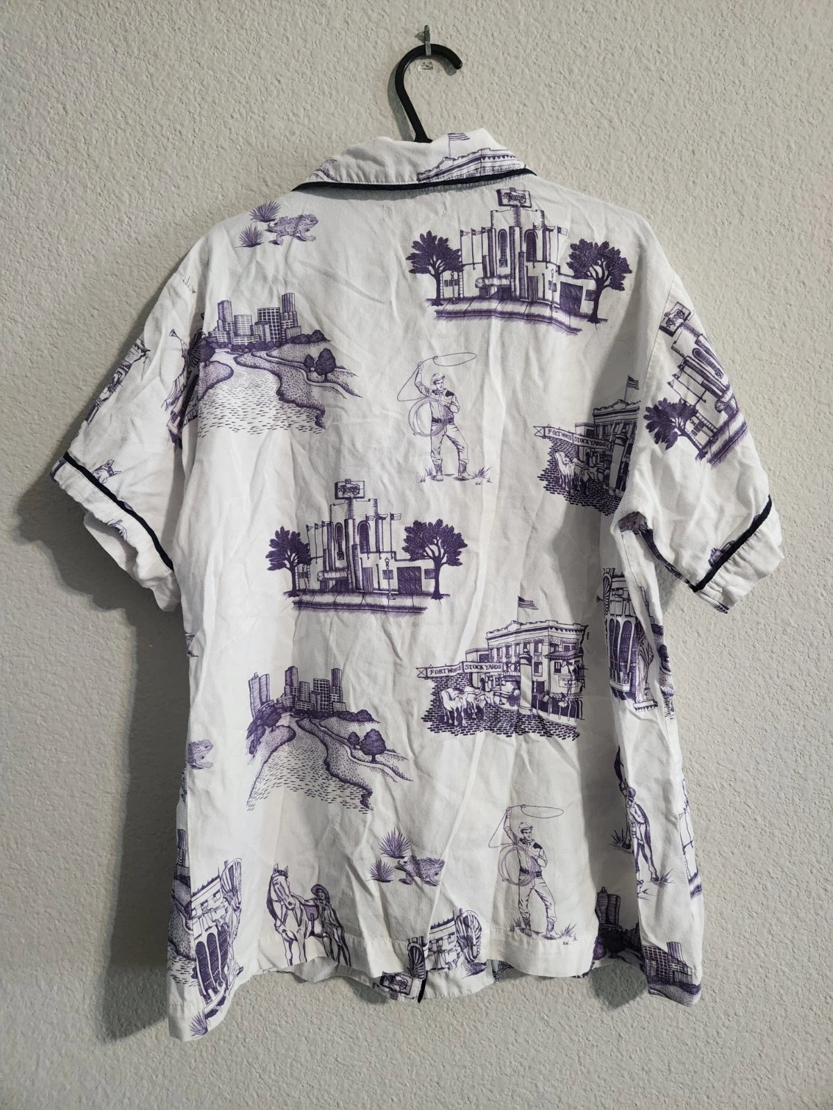 Katie Kime Fort Worth Toile Pajama Shorts set white/purple size small
